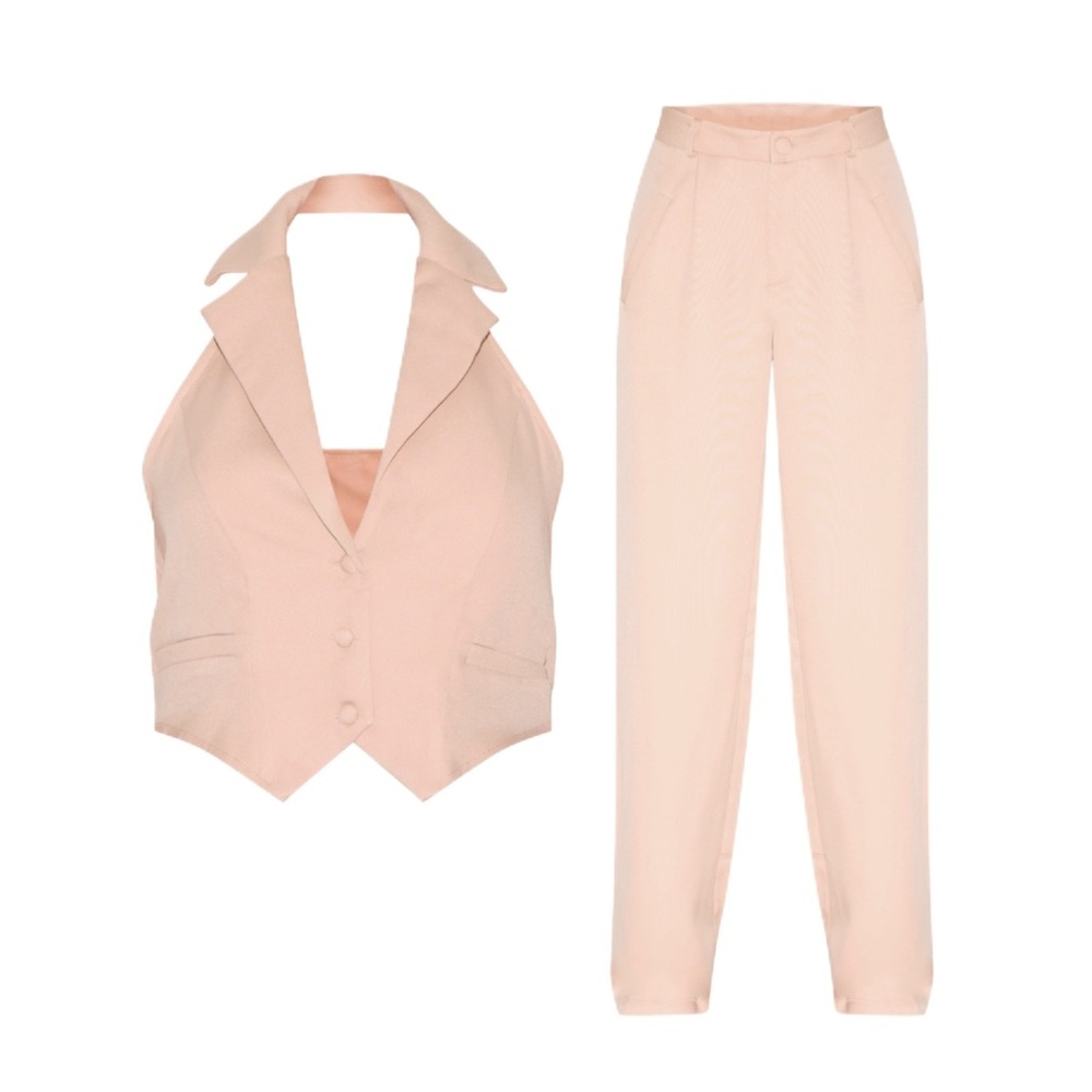 PrettyLittleThing Cream Wide Leg Jumpsuit